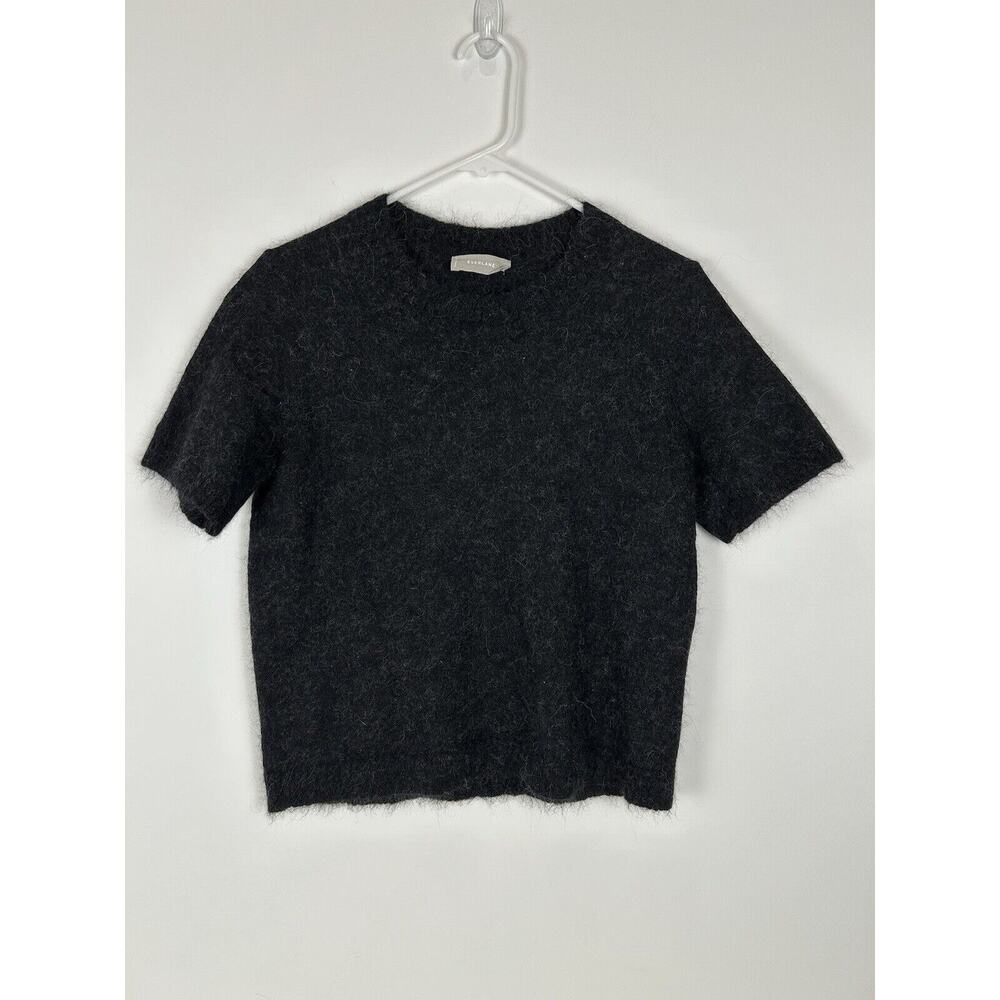 Everlane Sweater Womens Large Black Alpaca Sweater Tee Short Sleeve Wool Blend